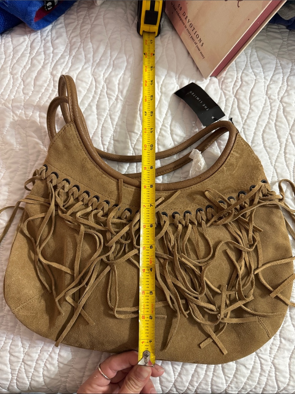 The Limited Tan Suede Fringe Shoulder Bag - Picture 6 of 6